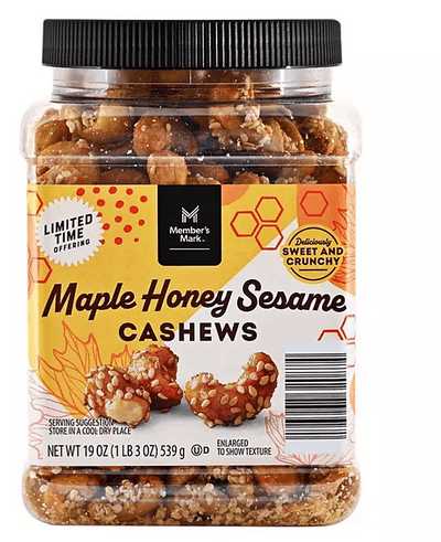 Wholesale prices with free shipping all over United States Member's Mark Maple Honey Sesame Cashews (19 oz.) - Steven Deals