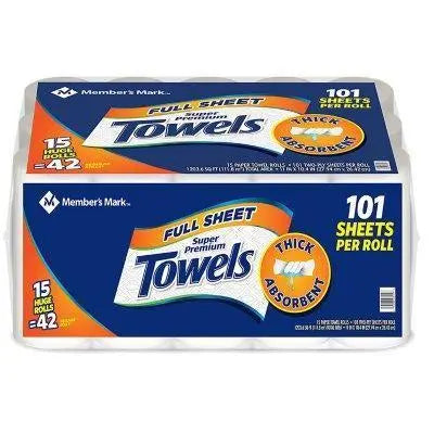 Wholesale prices with free shipping all over United States Member's Mark Premium Paper Towel, Huge Rolls (15 Rolls, 101 Sheets) - Steven Deals