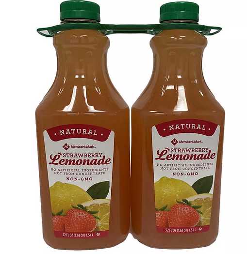Wholesale prices with free shipping all over United States Member's Mark Strawberry Lemonade (52 fl. oz., 2 pk.) - Steven Deals