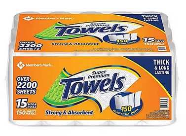 Wholesale prices with free shipping all over United States Member's Mark Super Premium 2-Ply Select & Tear Paper Towels (150 sheets/roll, 15 rolls) - Steven Deals