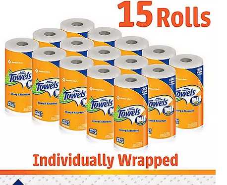 Wholesale prices with free shipping all over United States Member's Mark Super Premium 2-Ply Select & Tear Paper Towels (150 sheets/roll, 15 rolls) - Steven Deals