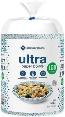 Wholesale prices with free shipping all over United States Member's Mark Ultra Soup/Salad Paper Bowls (20 oz., 150 ct.) - Steven Deals