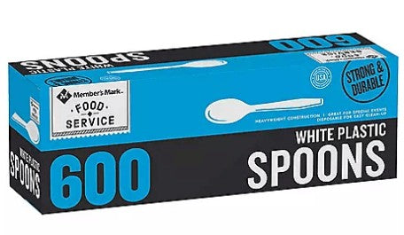 Wholesale prices with free shipping all over United States Member's Mark White Plastic Spoons (600Count) - Steven Deals