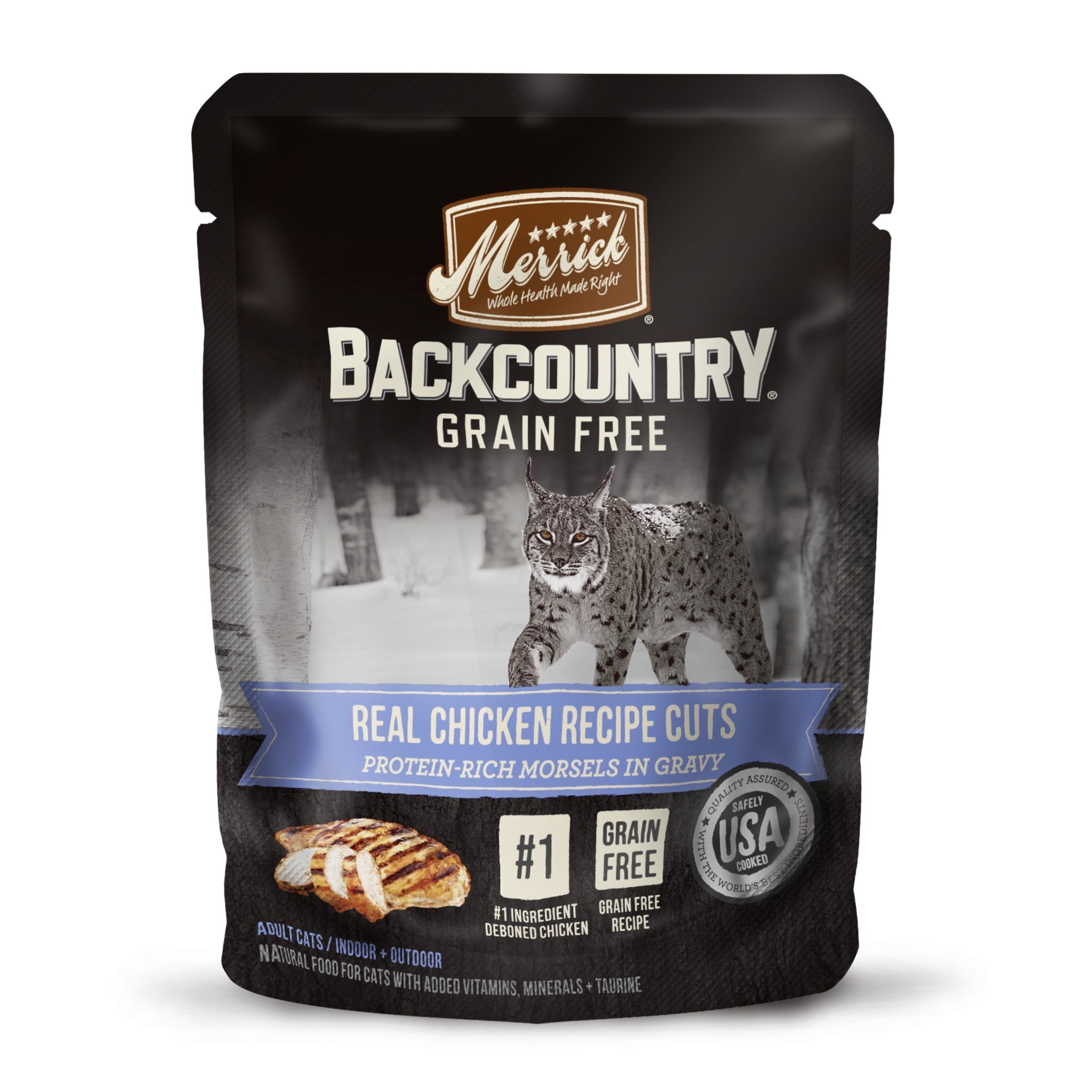 Wholesale prices with free shipping all over United States Merrick Backcountry Grain-Free Real Chicken Recipe Cuts Wet Cat Food, 3 Oz, 24 Ct - Steven Deals