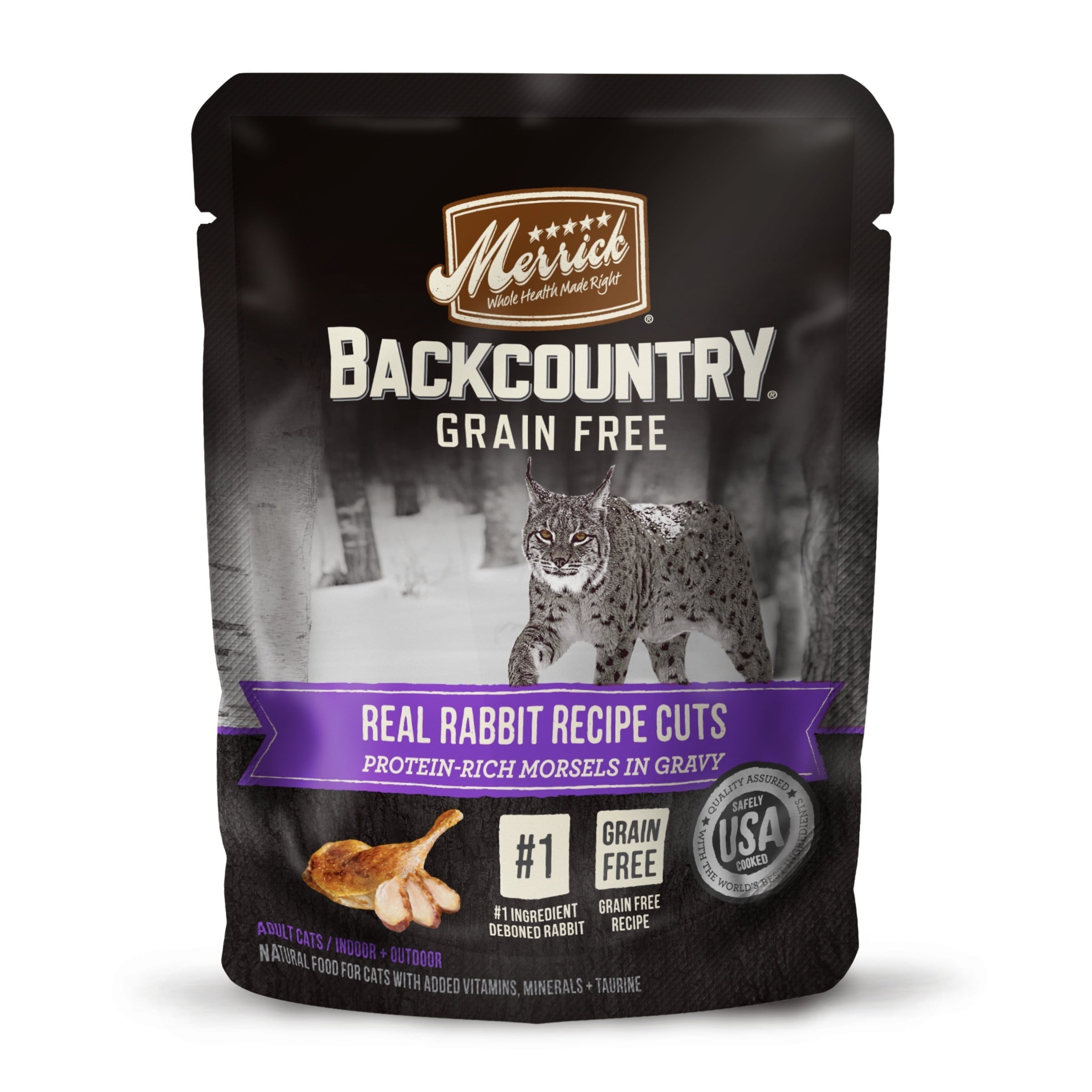 Wholesale prices with free shipping all over United States Merrick Backcountry Real Rabbit Recipe Cuts Wet Cat Food, 3 oz Bags (24 Pack) - Steven Deals