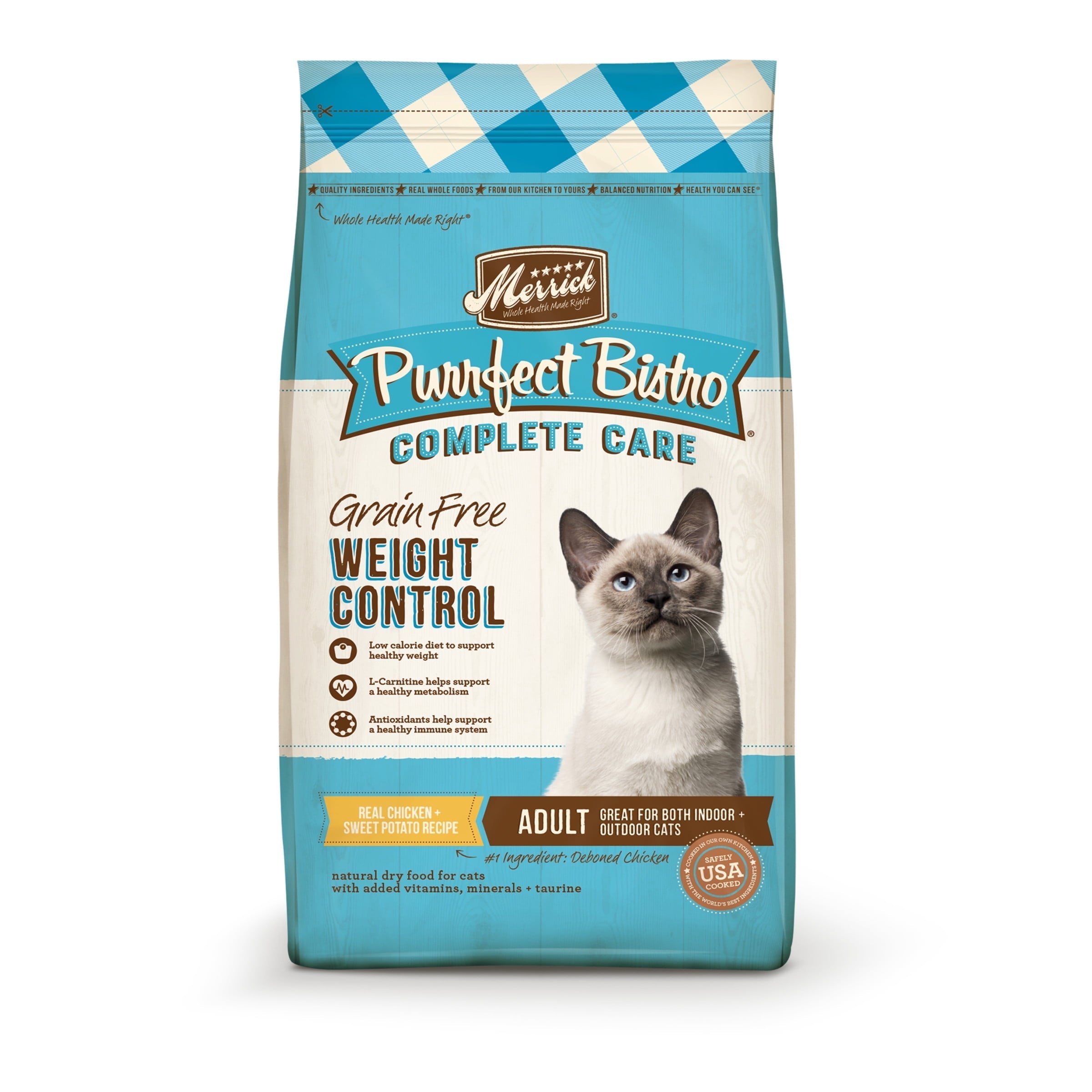 Wholesale prices with free shipping all over United States Merrick Purrfect Bistro Grain Free Cat Food, Complete Care Weight Control Dry Cat Food Recipe - 7 lb Bag - Steven Deals