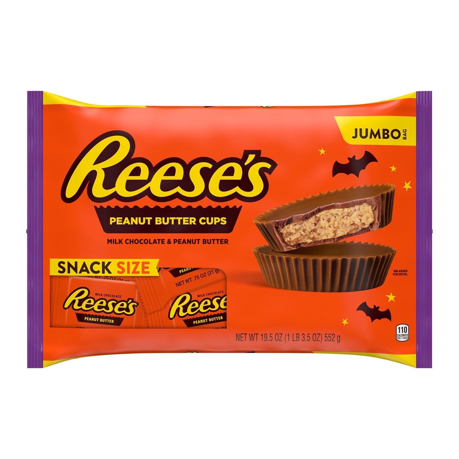 Wholesale prices with free shipping all over United States Reese's Milk Chocolate Peanut Butter Snack Size, Halloween Cups Candy Jumbo Bag, 19.5 oz - Steven Deals