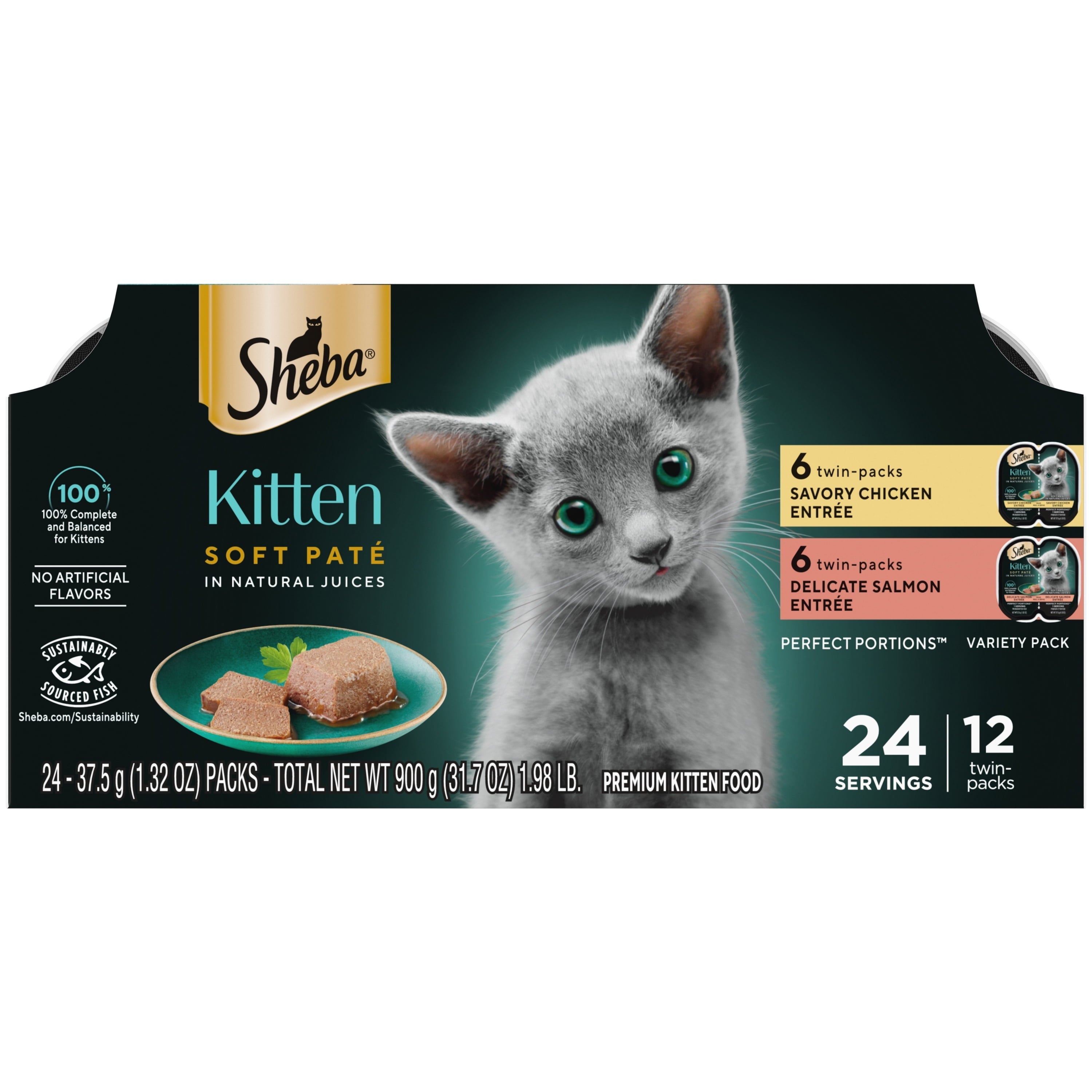 Wholesale prices with free shipping all over United States SHEBA PERFECT PORTIONS Kitten Chicken and Salmon Entrées Variety Pack, 12-Pack of 2.64 oz. Singles - Steven Deals