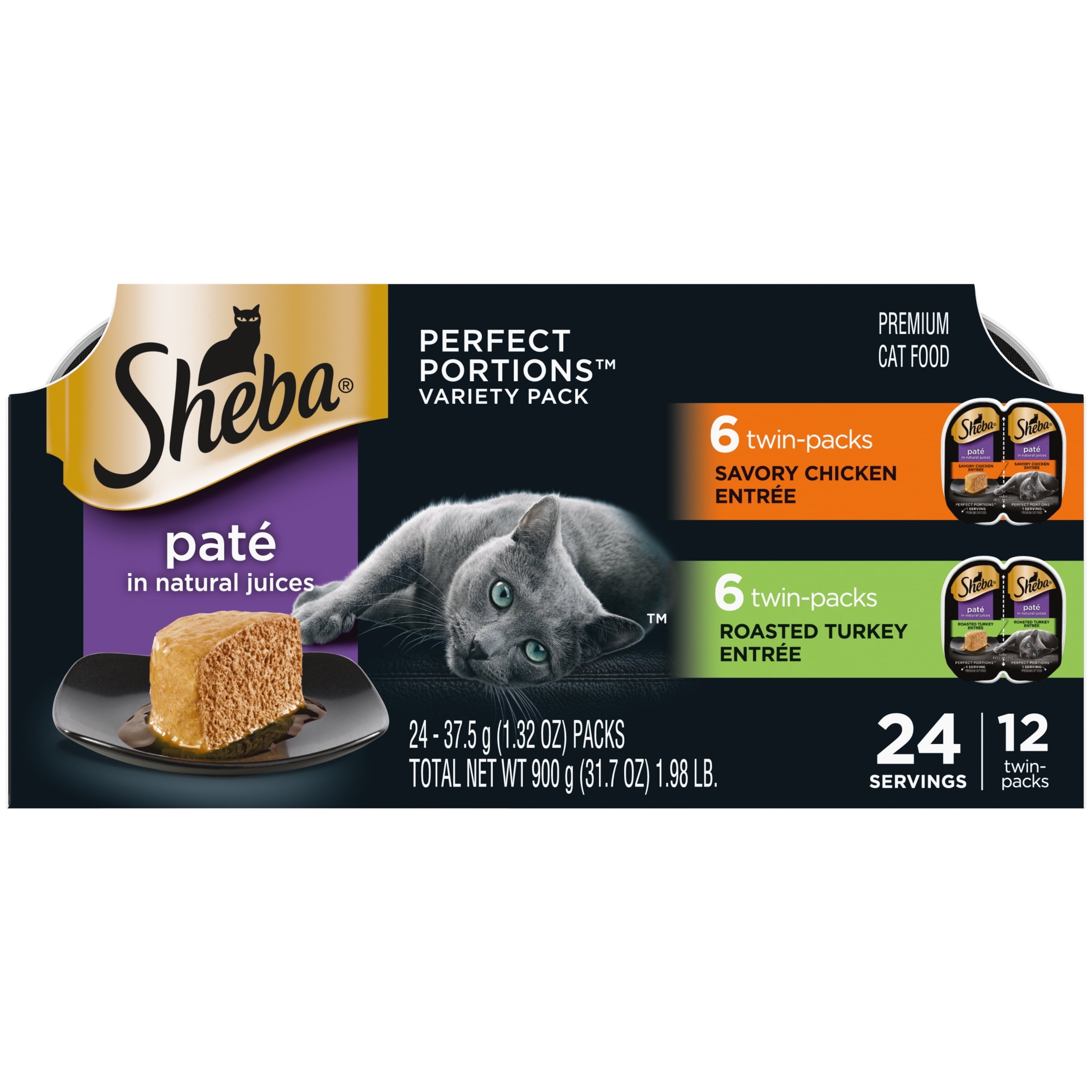 Wholesale prices with free shipping all over United States SHEBA Wet Cat Food Pate Variety Pack, Savory Chicken and Roasted Turkey Entrees, 2.6 oz. PERFECT PORTIONS Twin Pack Trays - Steven Deals