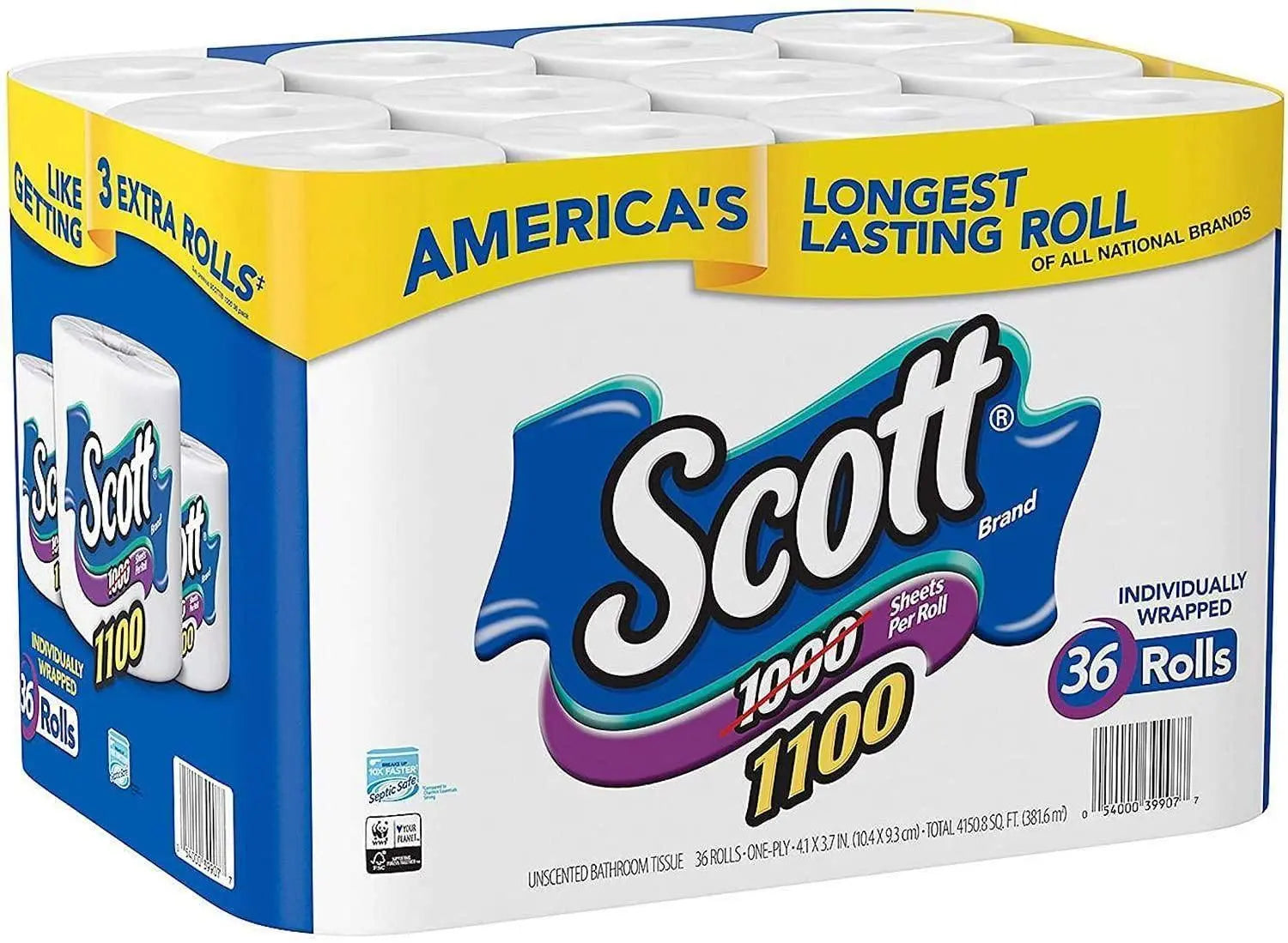 Wholesale prices with free shipping all over United States Scott 1100 Unscented Bath Tissue, 1100 Sheets Per Roll, 36 Rolls (3 Packs) - Steven Deals