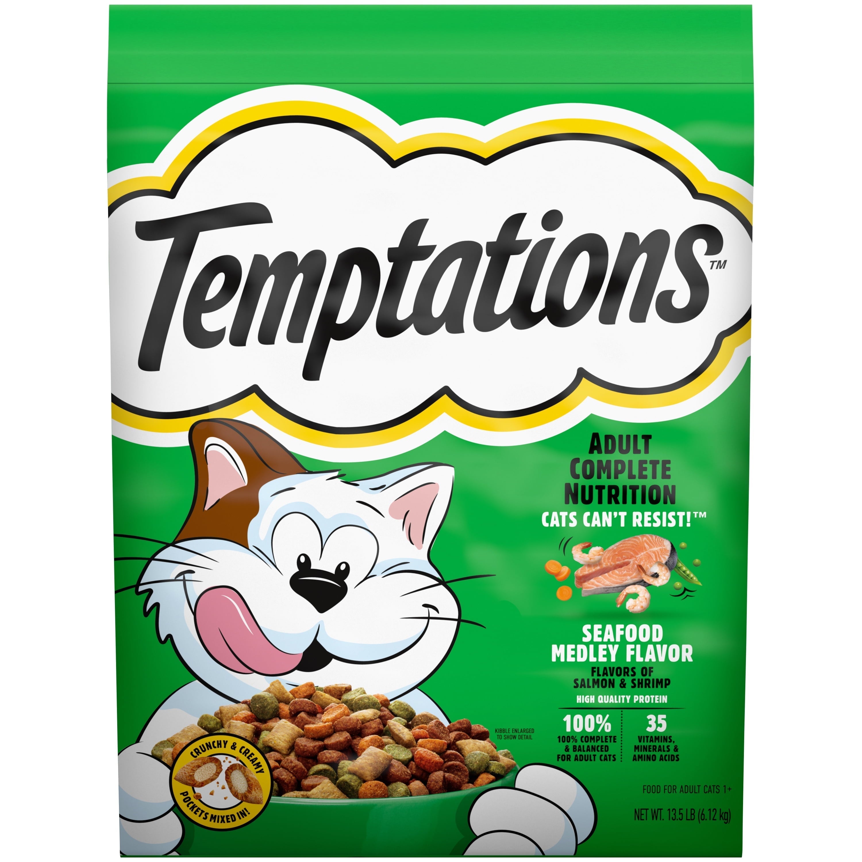 Wholesale prices with free shipping all over United States TEMPTATIONS Seafood Medley Flavor Adult Dry Cat Food, 13.5 lb. Bag, Walmart Exclusive - Steven Deals