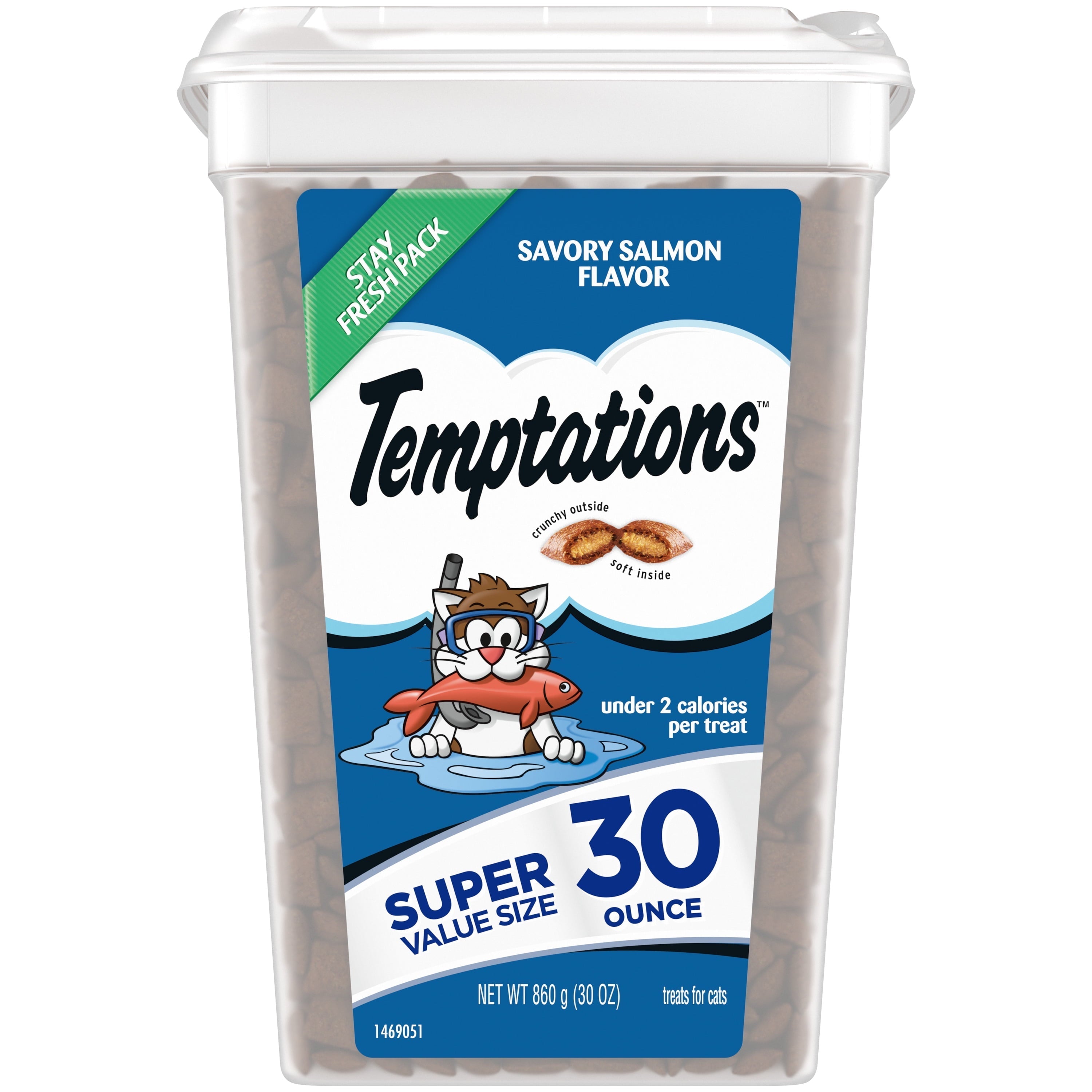 Wholesale prices with free shipping all over United States Temptations Classic Crunchy and Soft Cat Treats Savory Salmon Flavor, 30 oz. Tub - Steven Deals