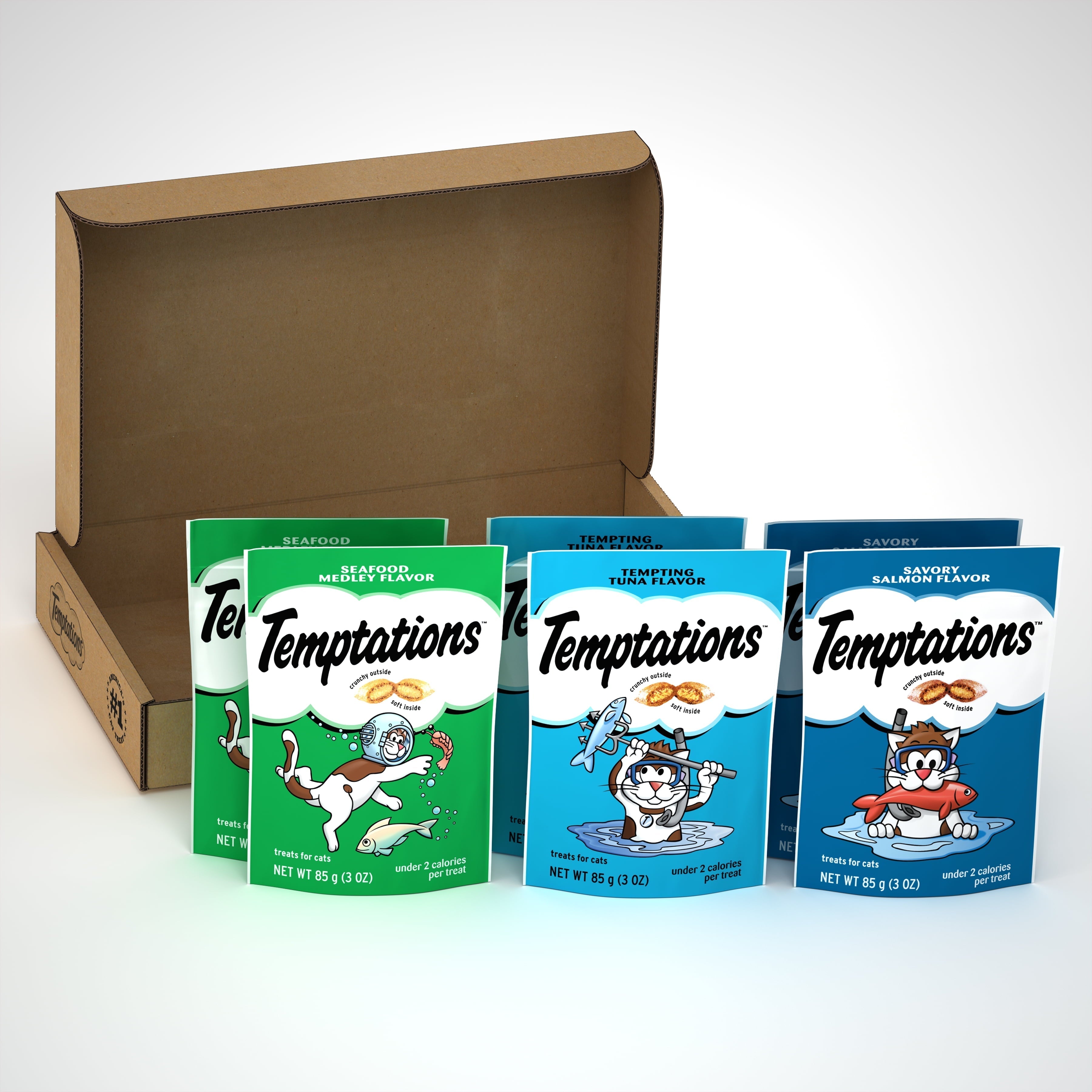 Wholesale prices with free shipping all over United States Temptations Classic, Crunchy and Soft Cat Treats Seafood Lovers Variety Pack (6) 3 oz Pouches - Steven Deals