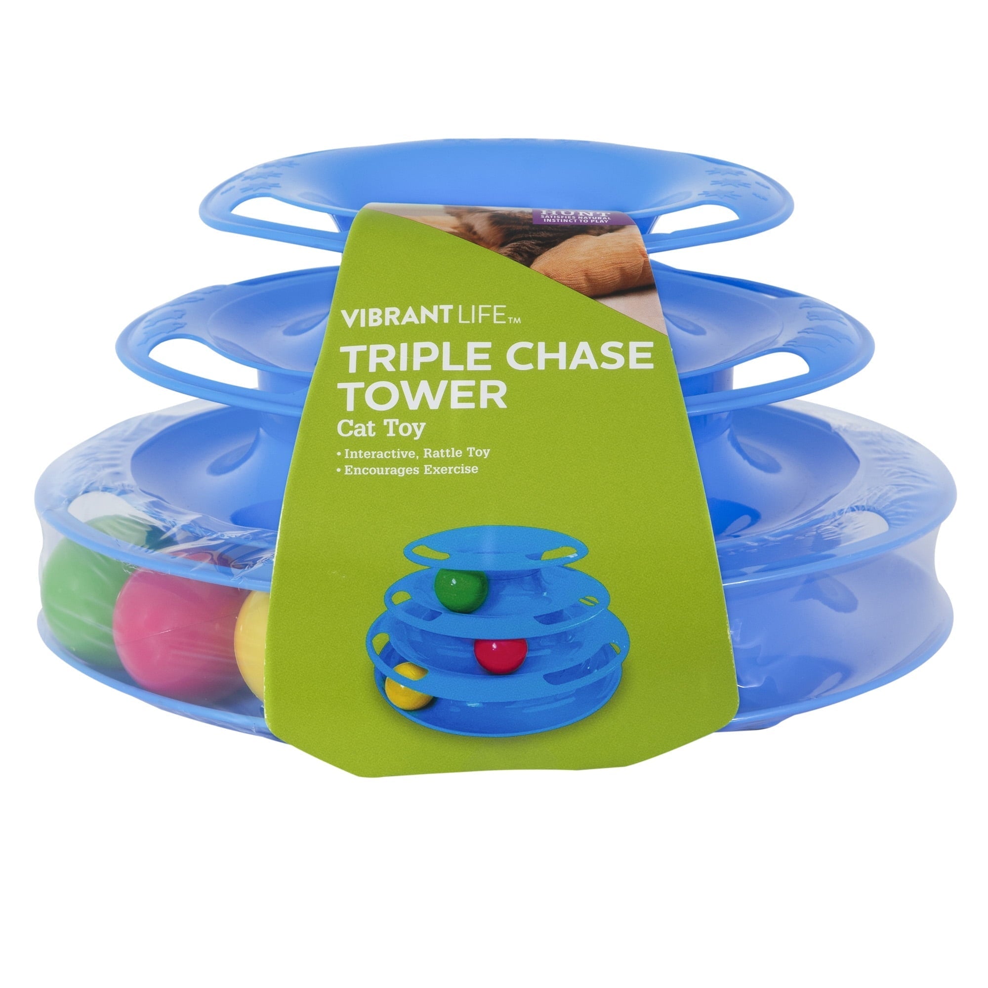 Wholesale prices with free shipping all over United States Vibrant Life Triple Chase 3 Tier Tower Interactive Ball Toy for Cats and Kittens - Steven Deals