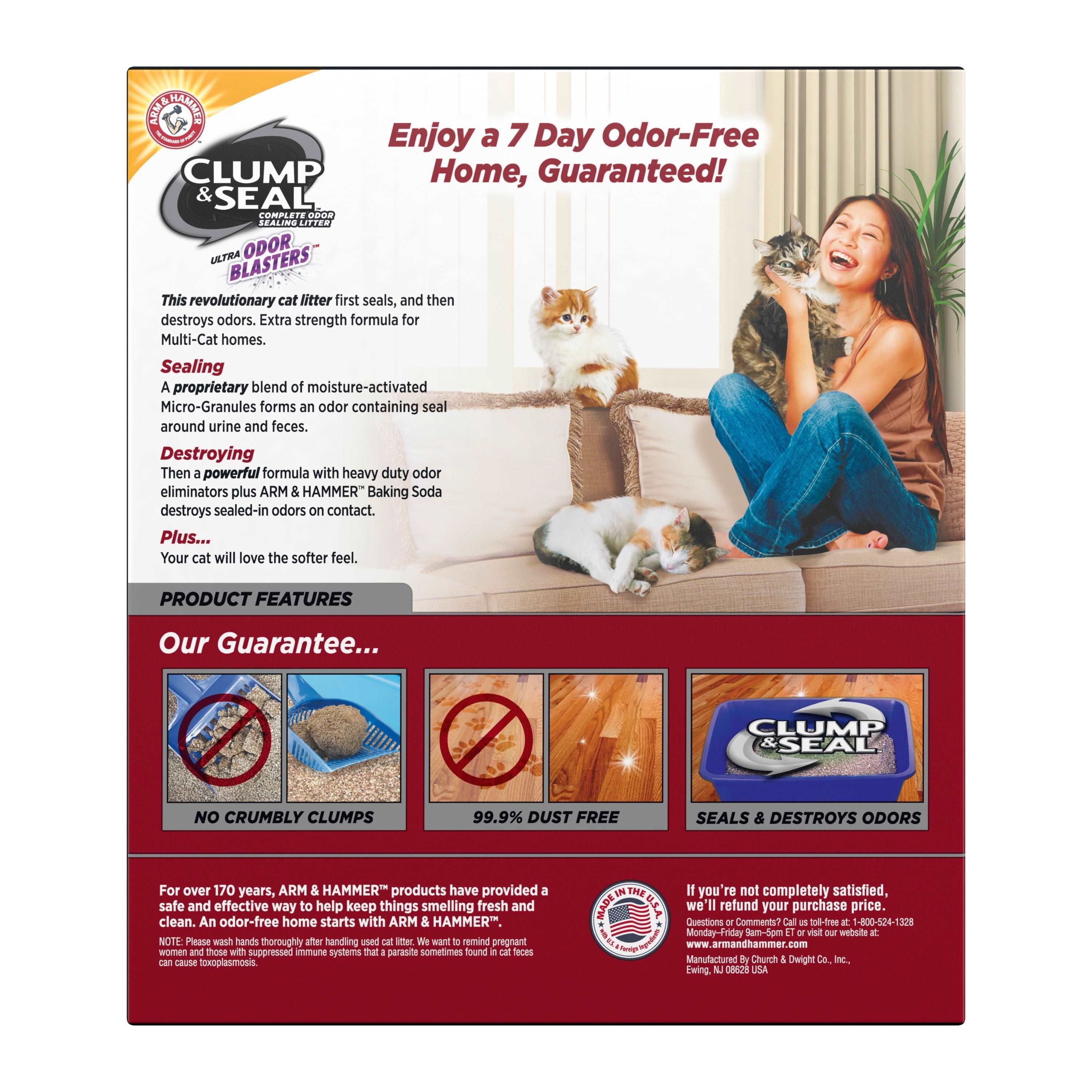 Wholesale prices with free shipping all over United States Arm & Hammer Clump Seal Multi-Cat Complete Odor Sealing Clumping Cat Litter, 38lb - Steven Deals
