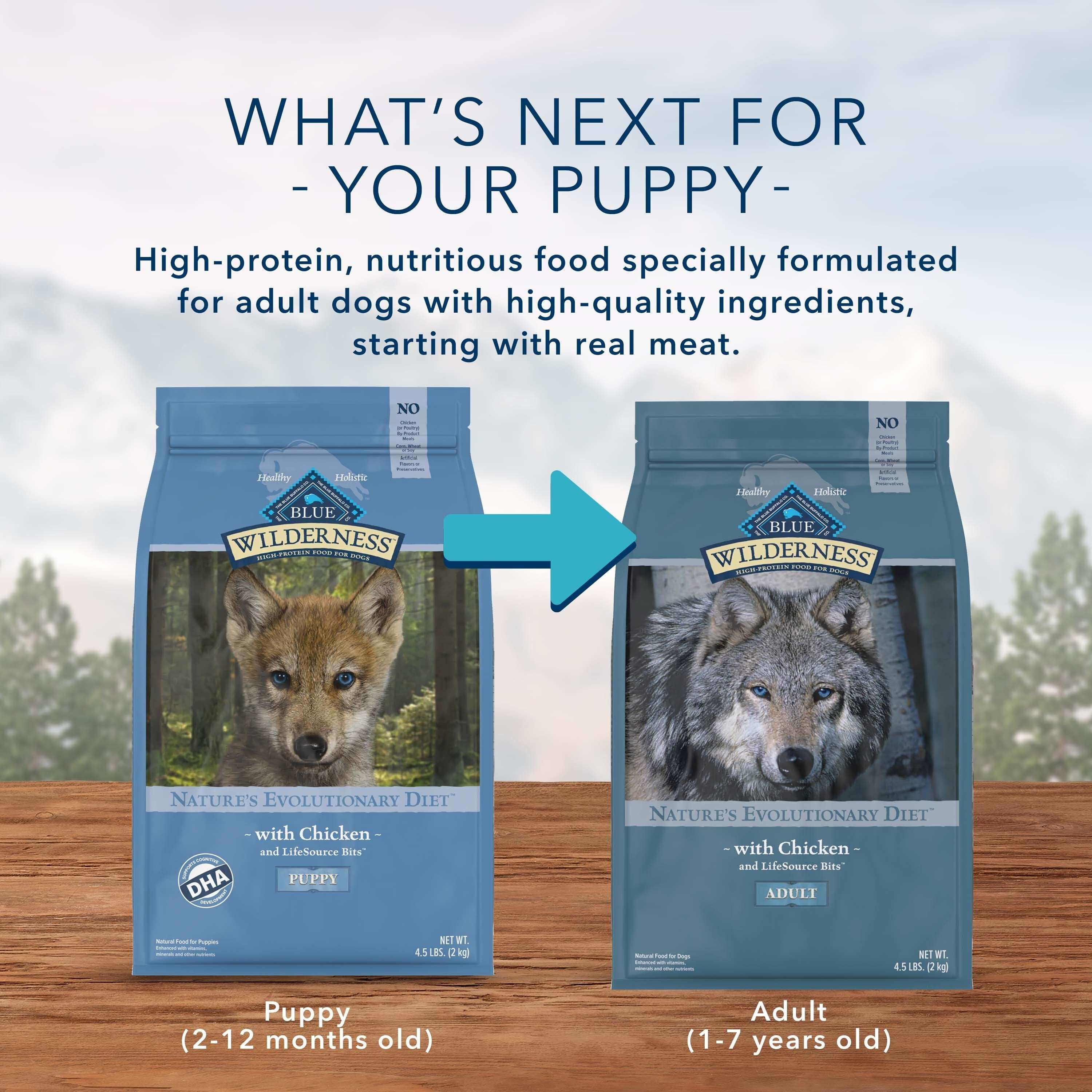 Wholesale prices with free shipping all over United States Blue Buffalo Wilderness High Protein Chicken Dry Dog Food for Puppies, Grain-Free, 4.5 lb. Bag - Steven Deals