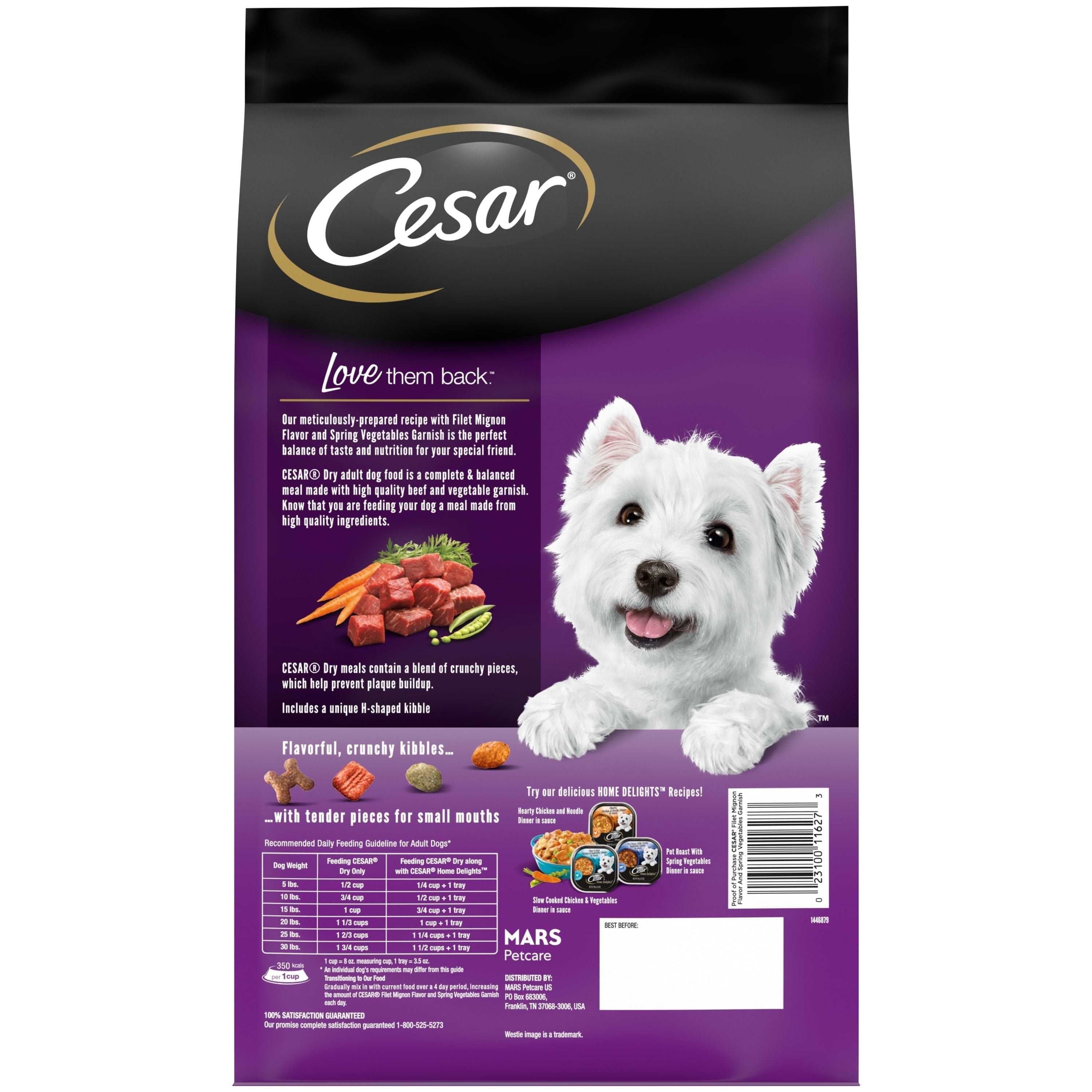 Wholesale prices with free shipping all over United States Cesar Small Breed Filet Mignon Flavor And Spring Vegetables Dry Dog Food Adult, 5 Lb. Bag - Steven Deals