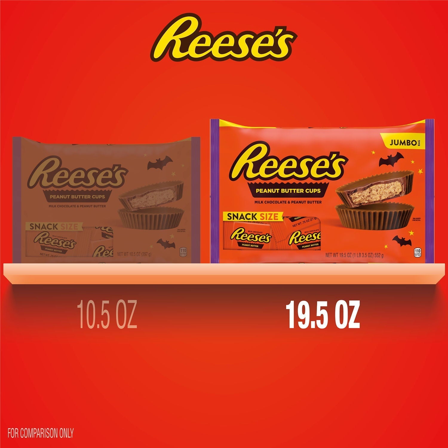 Wholesale prices with free shipping all over United States Reese's Milk Chocolate Peanut Butter Snack Size, Halloween Cups Candy Jumbo Bag, 19.5 oz - Steven Deals