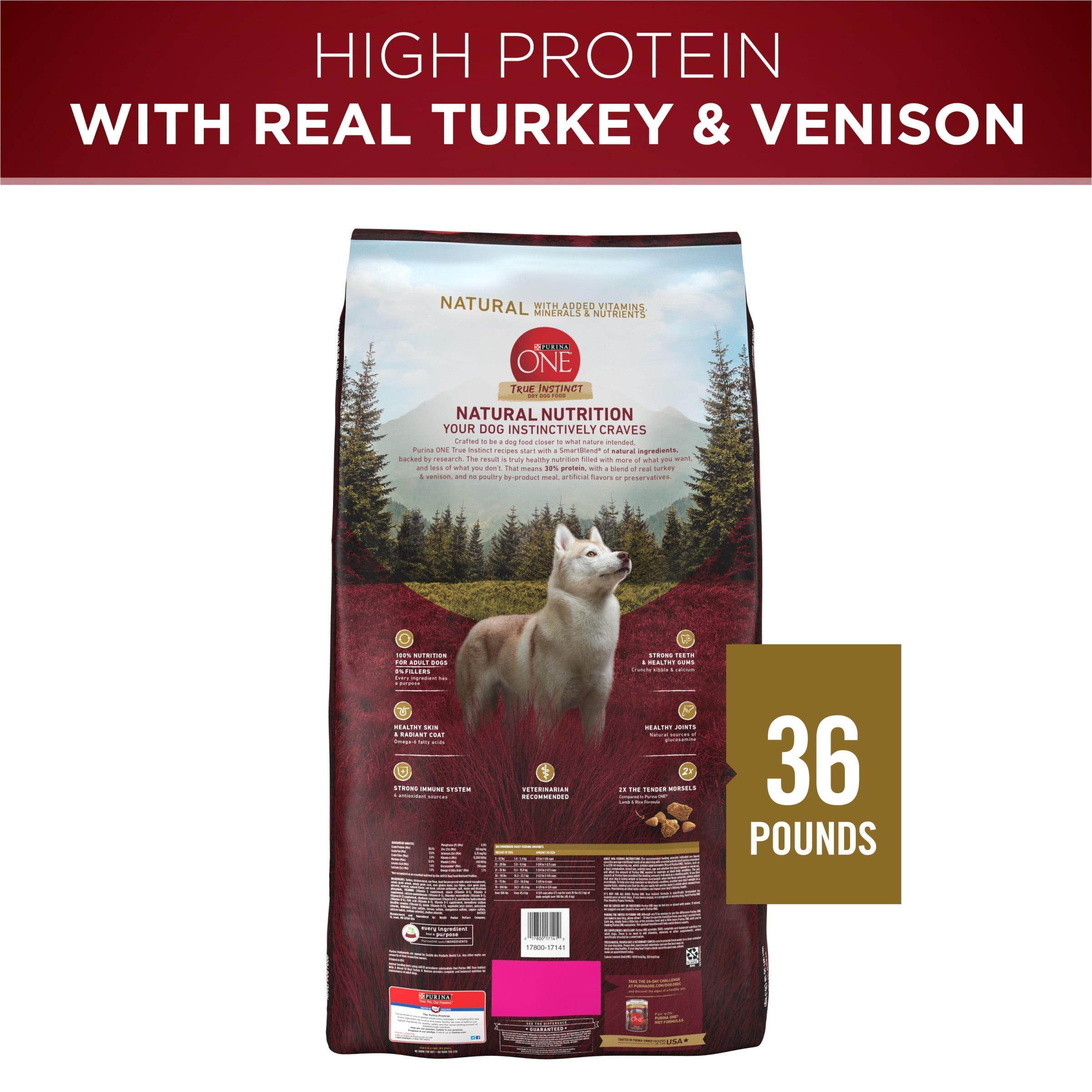 Wholesale prices with free shipping all over United States Purina One True Instinct Turkey and Venison Dry Dog Food, 36 lb Bag - Steven Deals