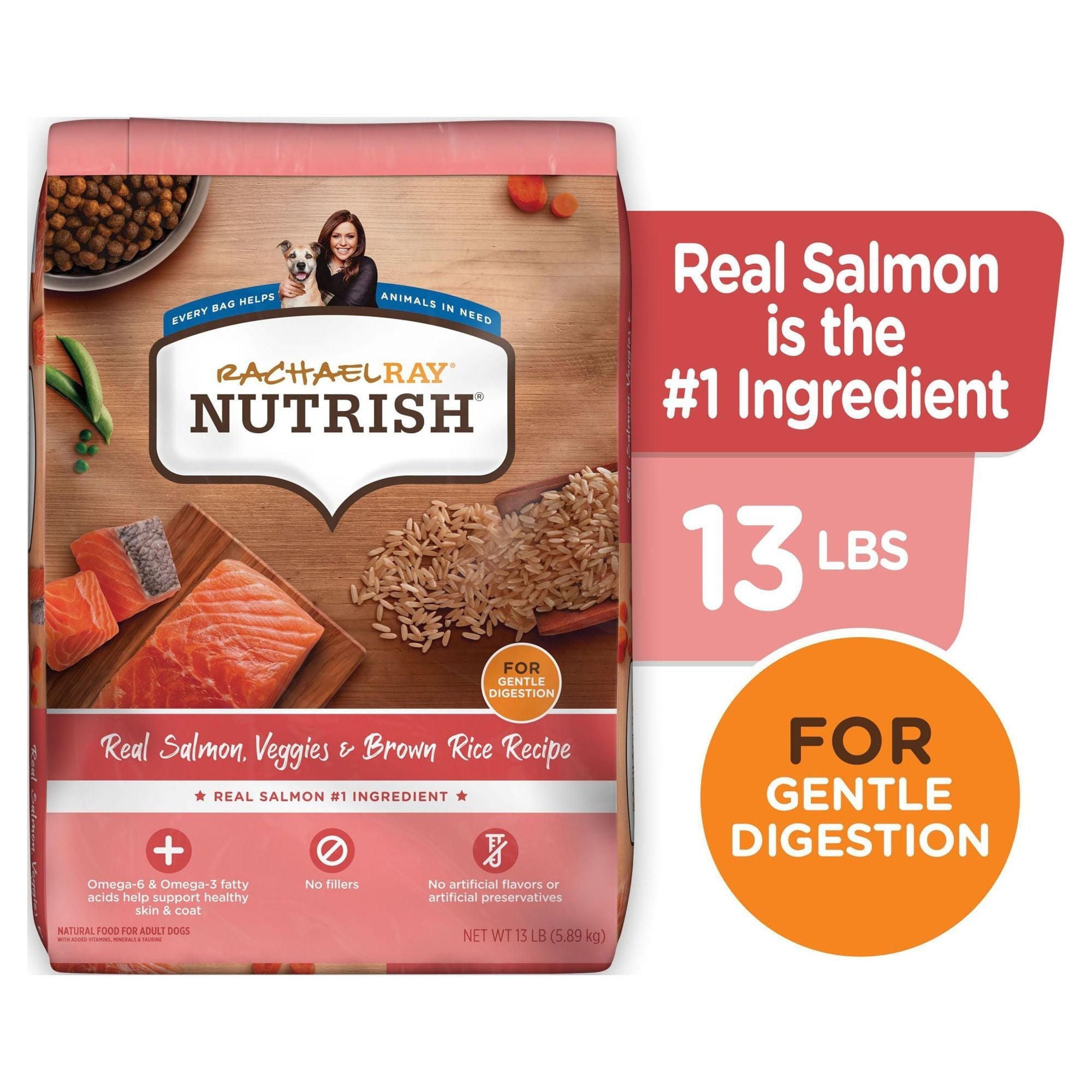Wholesale prices with free shipping all over United States Rachael Ray Nutrish Real Salmon, Veggies & Brown Rice Recipe, Premium Dry Dog Food, 13 lb. Bag - Steven Deals