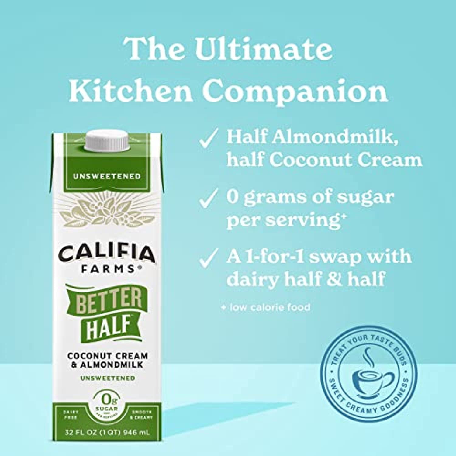 Wholesale prices with free shipping all over United States Califia Farms - Unsweetened Better Half, Half And Half Substitute, 32 Oz (Pack Of 6), Almond Milk, Coconut Cream, Coffee Creamer, Keto Food, Shelf Stable, Dairy Free, Plant Based, Vegan - Steven Deals