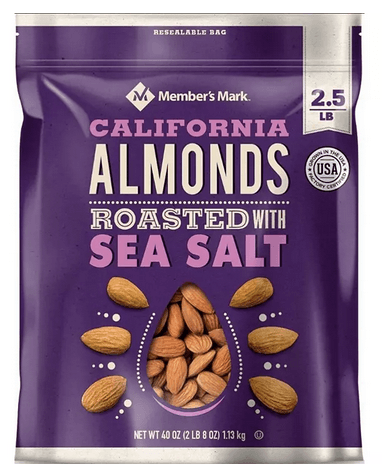 Wholesale prices with free shipping all over United States Member's Mark Roasted Almonds with Sea Salt (40 oz.) - Steven Deals
