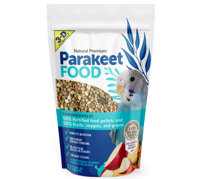 Wholesale prices with free shipping all over United States 3-D Pet Products Natural Premium Parakeet Food, with 50% Fortified Food Pellets, 2 lbs - Steven Deals