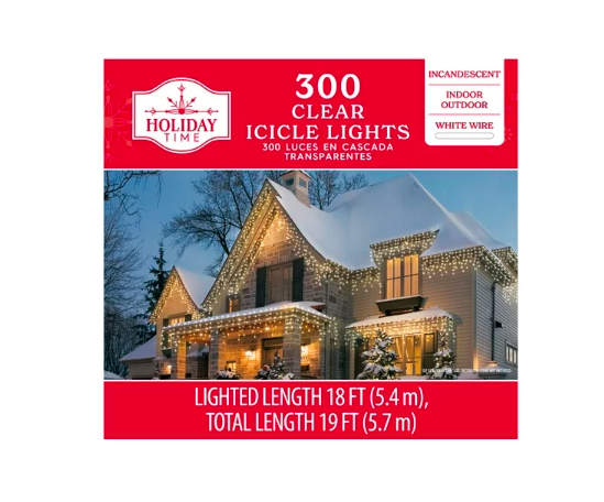 Wholesale prices with free shipping all over United States 300-Count Clear Incandescent Icicle Christmas Lights with White Wire, 19', Holiday Time - Steven Deals
