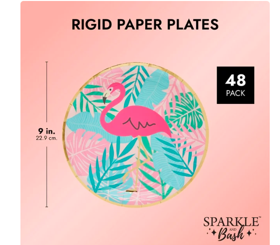 Wholesale prices with free shipping all over United States 48 Pack Tropical Plates with Gold Foil for Hawaiian Luau, Pink Flamingo Birthday Party Supplies (9 in) - Steven Deals