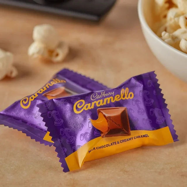 Wholesale prices with free shipping all over United States CADBURY CARAMELLO MILK CHOCOLATE & CREAMY CARAMEL MINIATURES SHARE PACK STAND UP BAG - Steven Deals