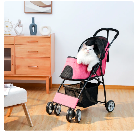 Wholesale prices with free shipping all over United States Dog Cat Strollers Carriers Lightweight Travel Stroller 360 Rotation Wheel Collapsible Pet Strollers for Dogs Buggy (Random color) - Steven Deals