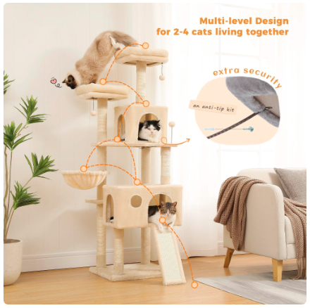Wholesale prices with free shipping all over United States Cat Tree Tower with Scratching Posts Large Cat Scratcher Cat Condo Cat Accessories Pet Beds and Furniture Cat Toys (Random color) - Steven Deals