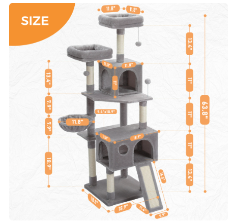 Wholesale prices with free shipping all over United States Multi-Level Cat Tree For Cats With Cozy Perches Stable Cat Climbing Frame Cat Scratch Board Toys Gray&Beige - Steven Deals