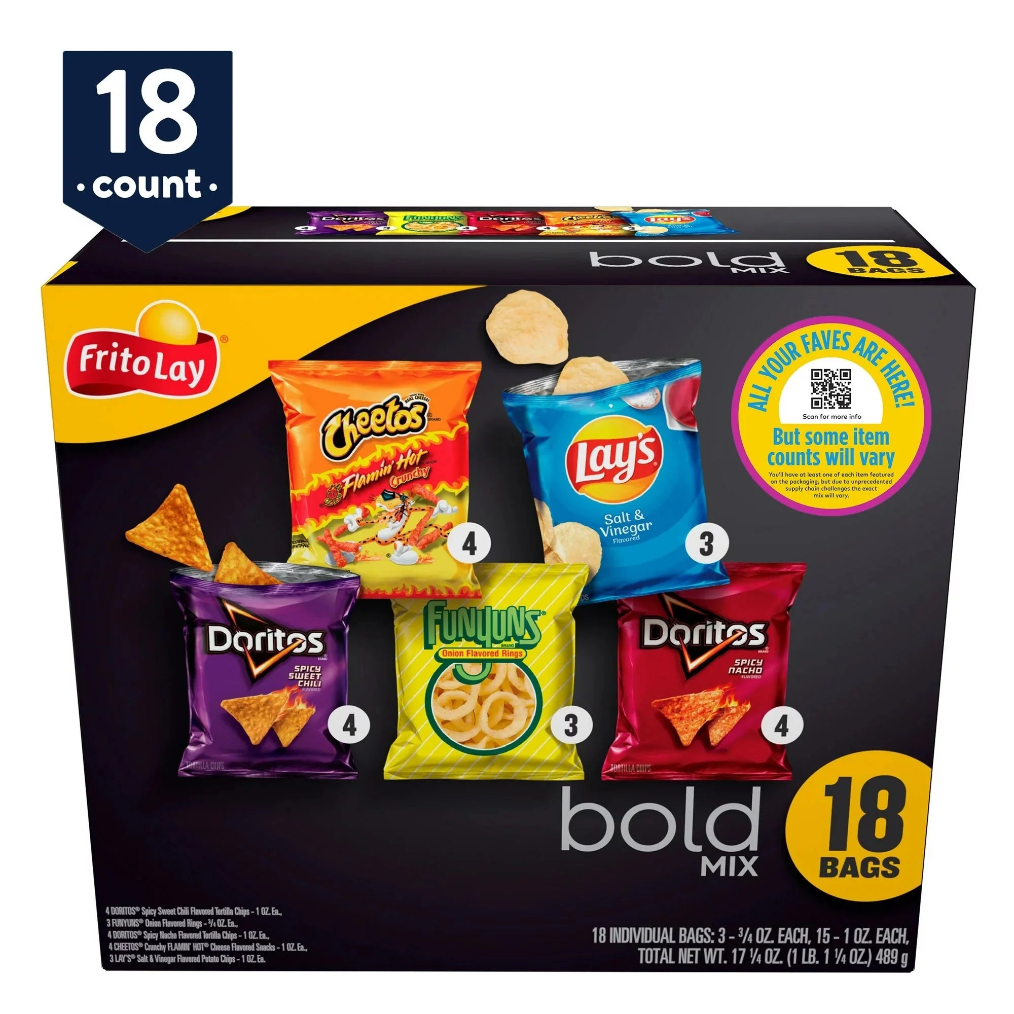 Wholesale prices with free shipping all over United States Frito-Lay Bold Mix Variety Pack, 18 Count - Steven Deals