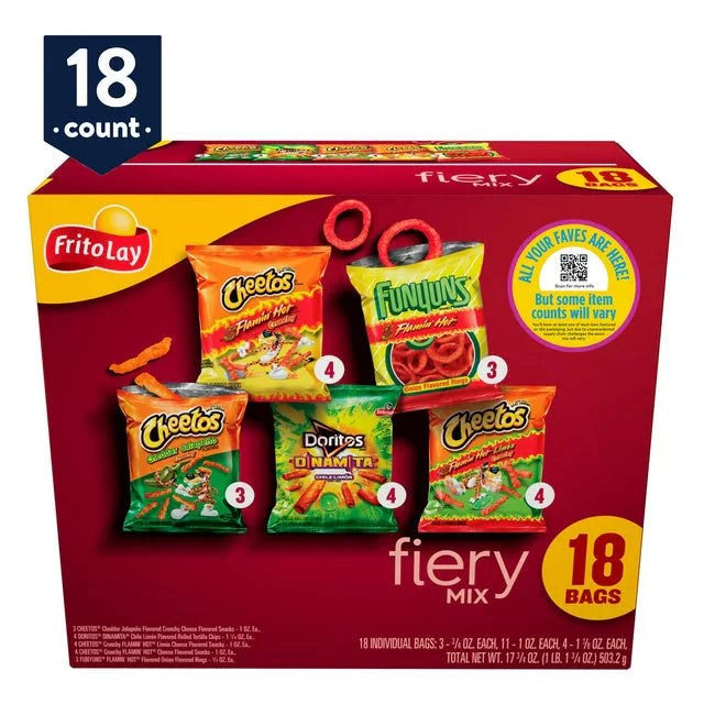 Wholesale prices with free shipping all over United States Frito-Lay Fiery Mix Variety Pack, 18 Bags - Steven Deals