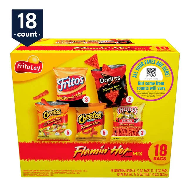Wholesale prices with free shipping all over United States Frito-Lay Flamin' Hot Mix Variety Pack, 18 Count - Steven Deals