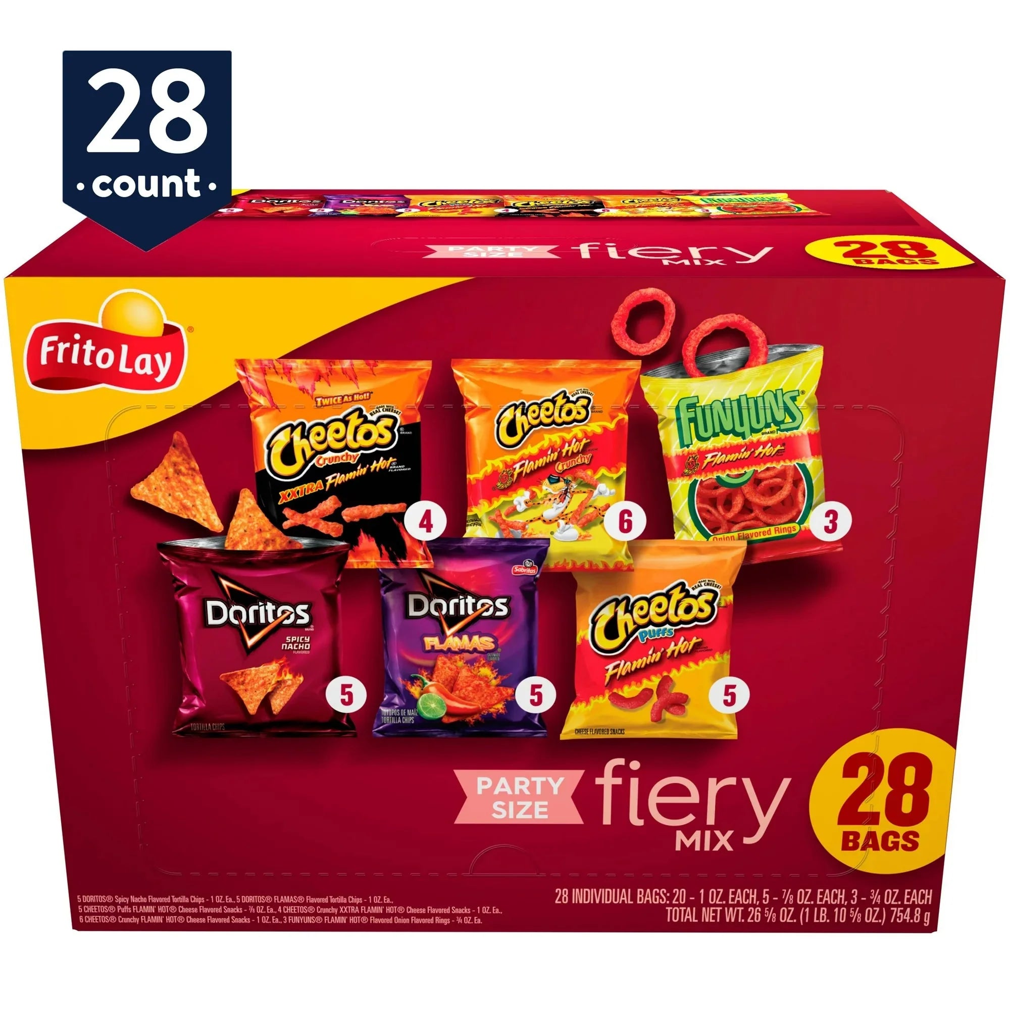 Wholesale prices with free shipping all over United States Frito-Lay Snacks Fiery Mix Variety Pack, 28 Count - Steven Deals