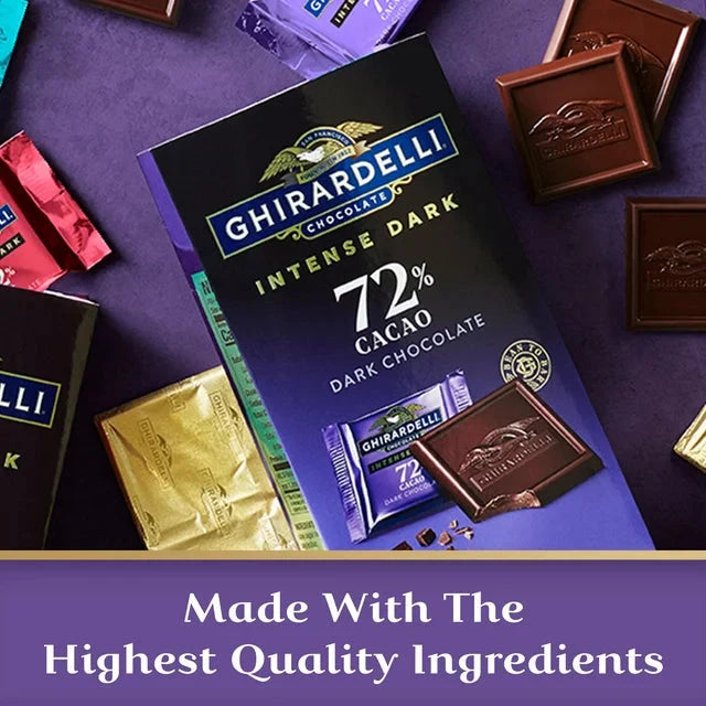 Wholesale prices with free shipping all over United States GHIRARDELLI Intense Dark Chocolate Squares, 72% Cacao, Valentine’s Day Candy Gifts, 12.7 oz Bag - Steven Deals