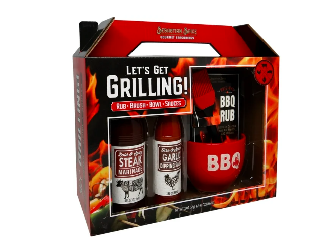 Wholesale prices with free shipping all over United States Get Grilling BBQ Sauces and Rub Gift Box by Sebastian & Co, 2 oz and 9 Fluid oz - Steven Deals