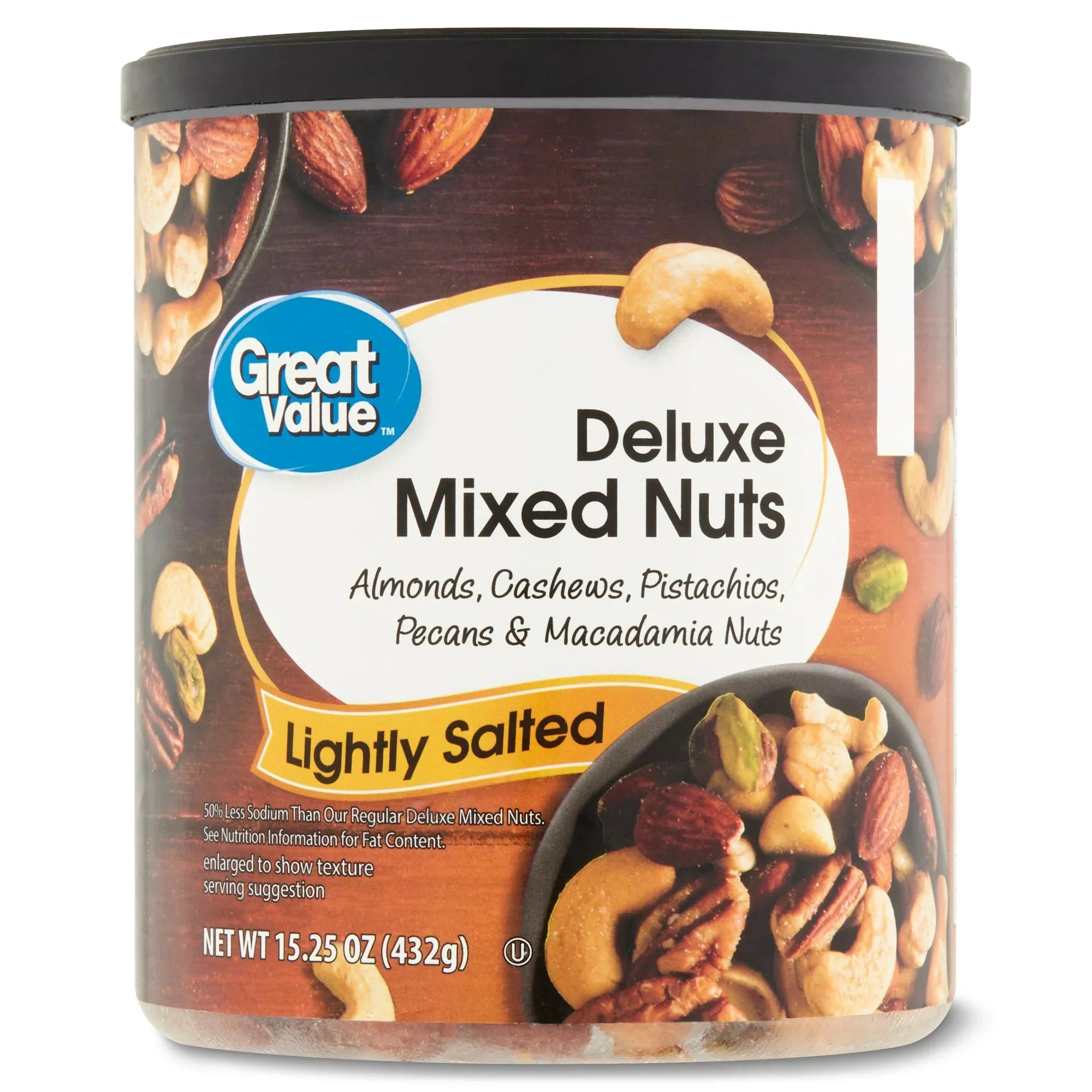 Wholesale prices with free shipping all over United States Great Value Lightly Salted, Deluxe Mixed Nuts, 15.25 oz - Steven Deals