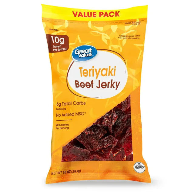 Wholesale prices with free shipping all over United States Great Value Teriyaki Beef Jerky Value Pack, 10 oz - Steven Deals