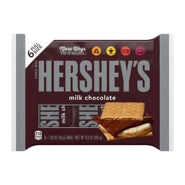 Wholesale prices with free shipping all over United States Hershey's Milk Chocolate Full Size Candy, Bars 1.55 oz, 6 Count - Steven Deals