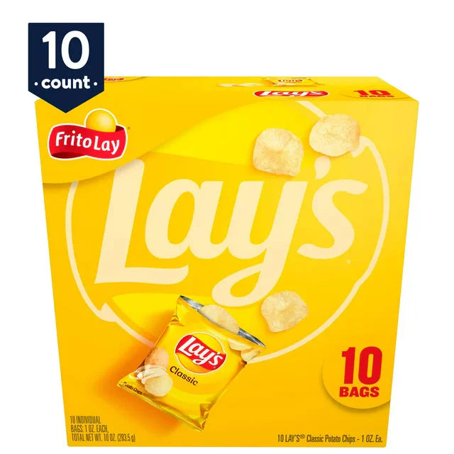 Wholesale prices with free shipping all over United States Lay's Classic Potato Snack Chips, 1 oz, 10 Count Bags - Steven Deals