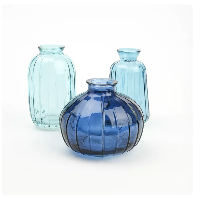 Wholesale prices with free shipping all over United States Mainstays Blue Glass 3-Piece Bud Vase Set - Steven Deals