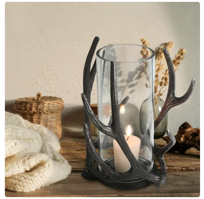 Wholesale prices with free shipping all over United States Mainstays Rustic Antler Hurricane Candle Holder, Black - Steven Deals