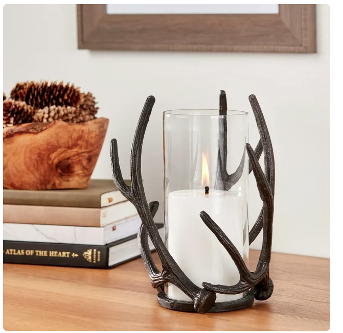 Wholesale prices with free shipping all over United States Mainstays Rustic Antler Hurricane Candle Holder, Black - Steven Deals