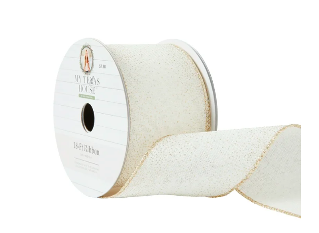 Wholesale prices with free shipping all over United States My Texas House Off White Shimmer Ribbon, 18' - Steven Deals