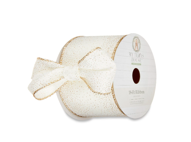 Wholesale prices with free shipping all over United States My Texas House Off White Shimmer Ribbon, 18' - Steven Deals