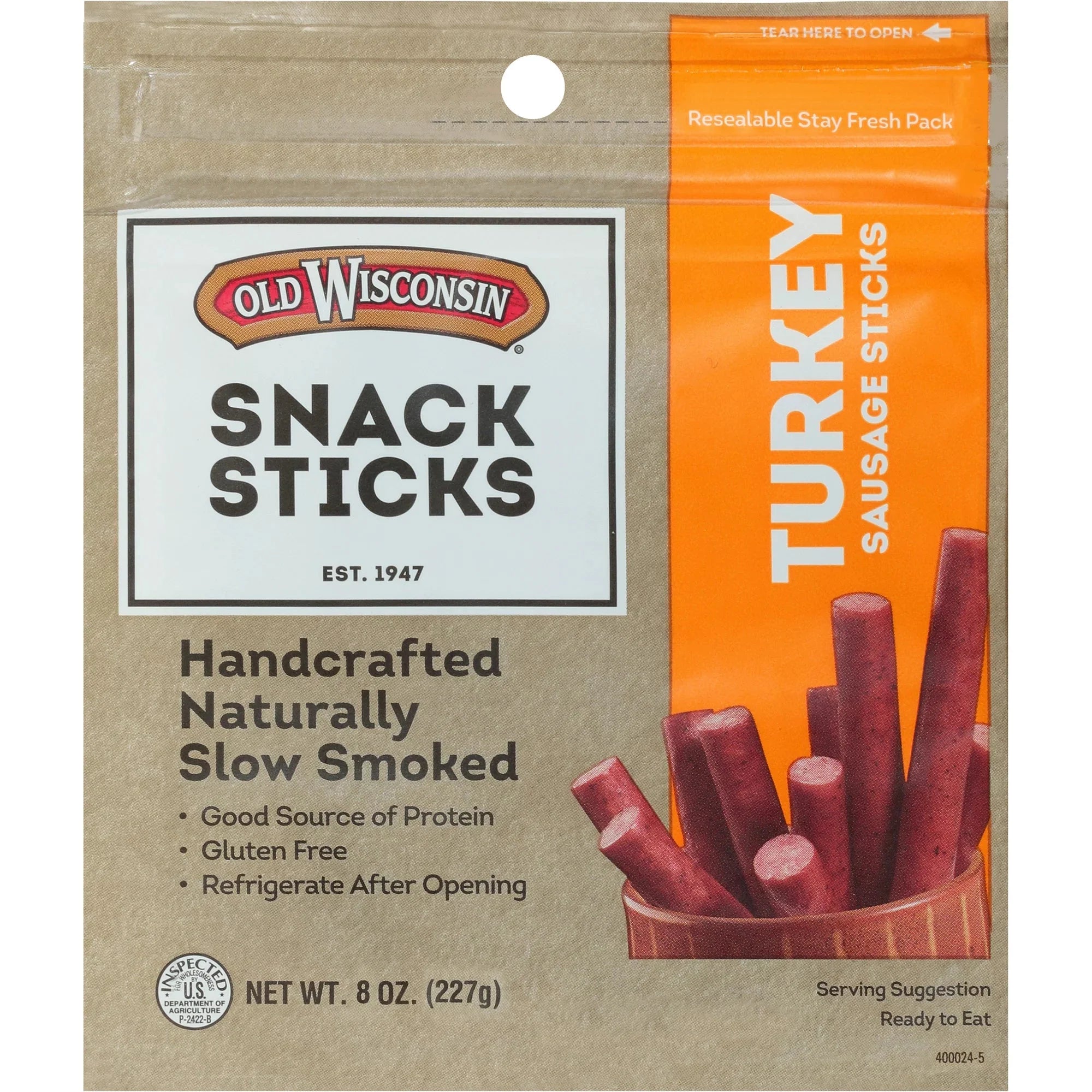 Wholesale prices with free shipping all over United States Old Wisconsin Turkey Sausage Gluten Free Meat Snack Sticks, 8 oz Resealable Plastic Pouch - Steven Deals
