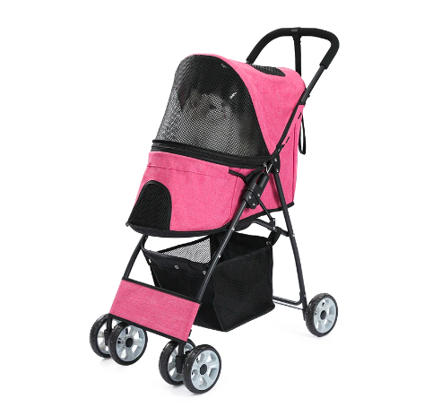 Wholesale prices with free shipping all over United States Pet Dog Carrying Stroller Pet Cat Breathable Outdoor Breathable Lightweight Foldable Carrier Stroller for Do (Random color) - Steven Deals